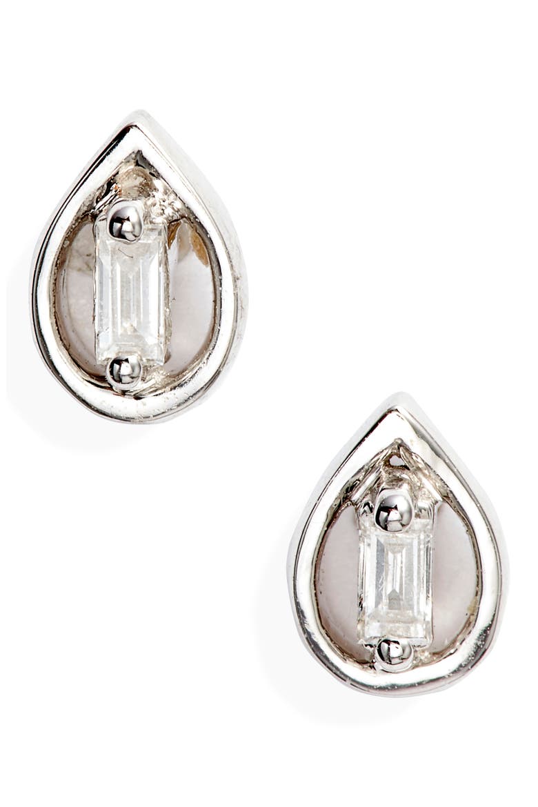 Brielle Rose Pear Diamond Stud Earrings, Main, color, WHITE GOLD