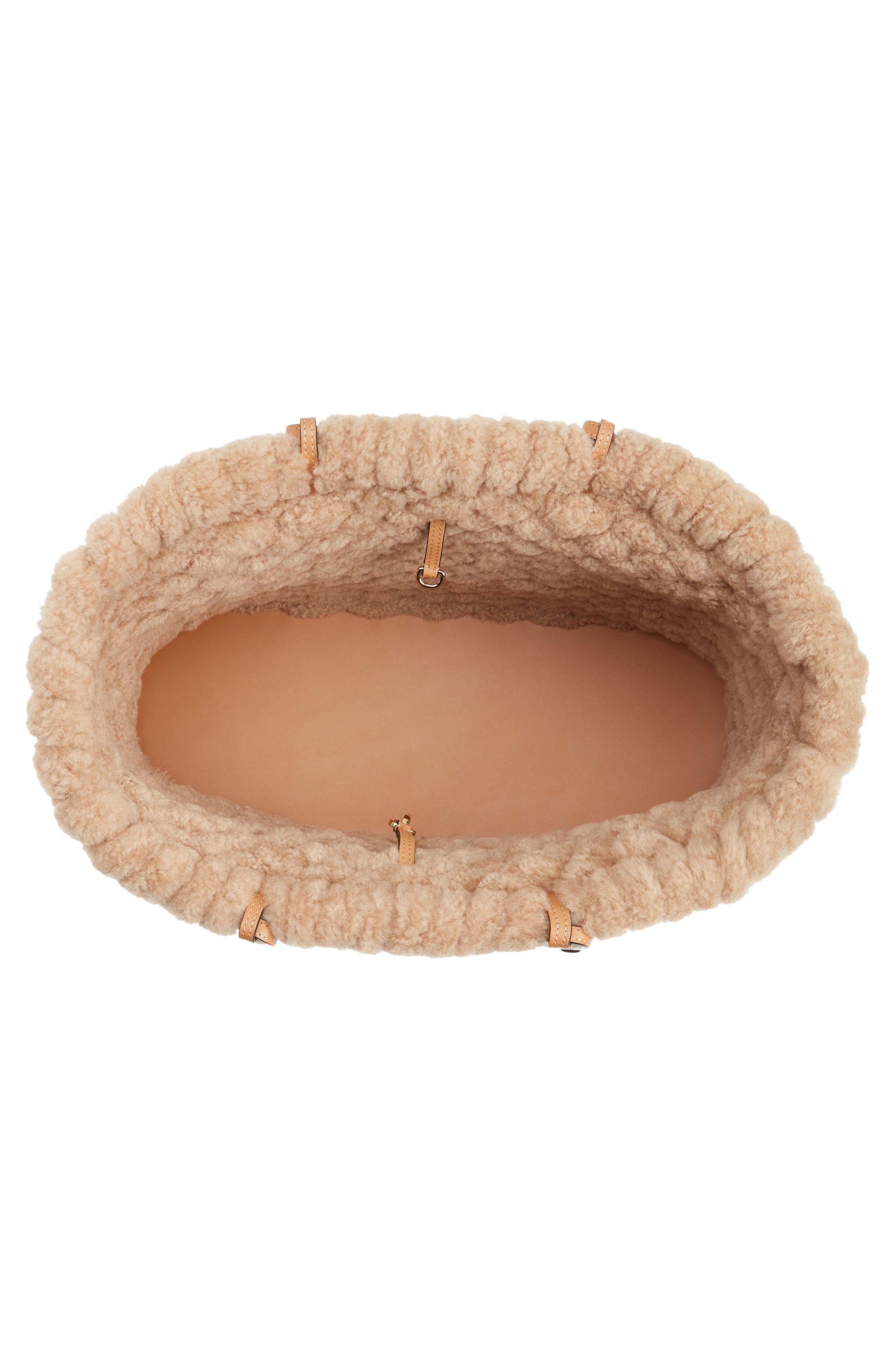 Loewe Woven Genuine Shearling Basket Bag, Alternate, color, 