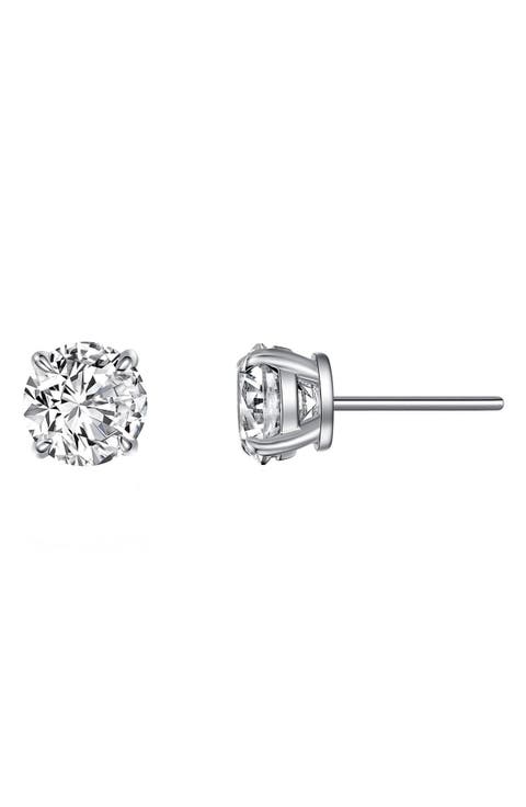 Simulated Diamond Solitaire Stud Earrings
