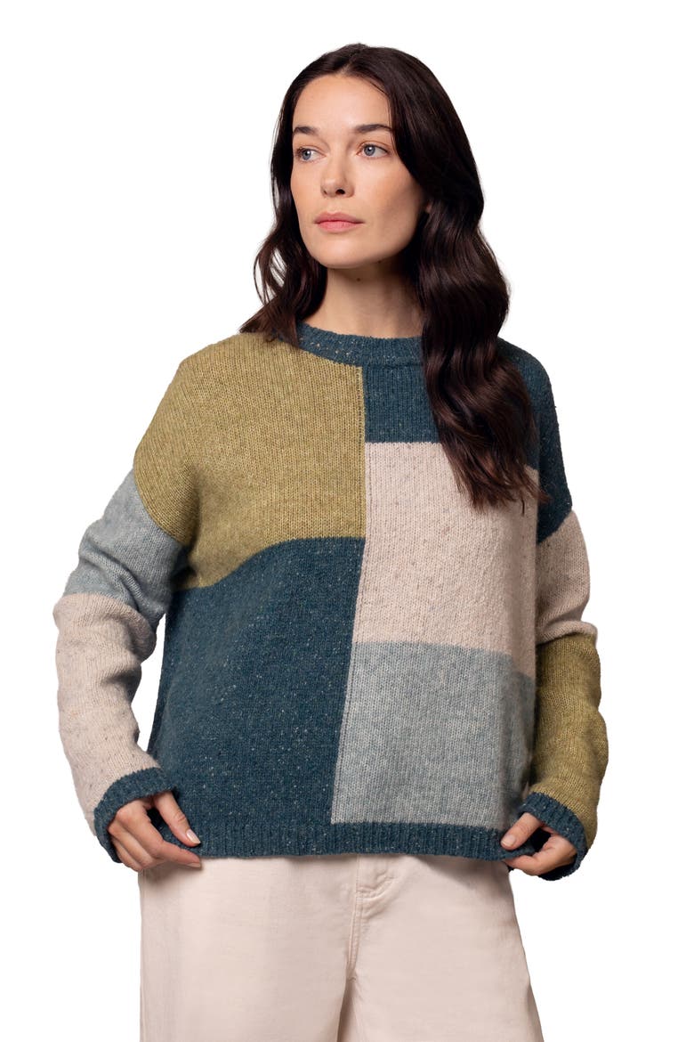 Colour Block Crew Neck Sweater, Main, color, Icelandic Colourblock