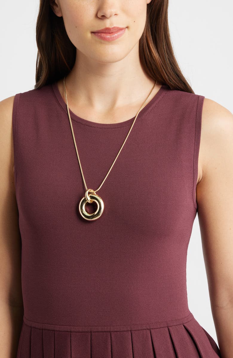 Nordstrom Circle Pendant Long Necklace, Alternate, color, Gold