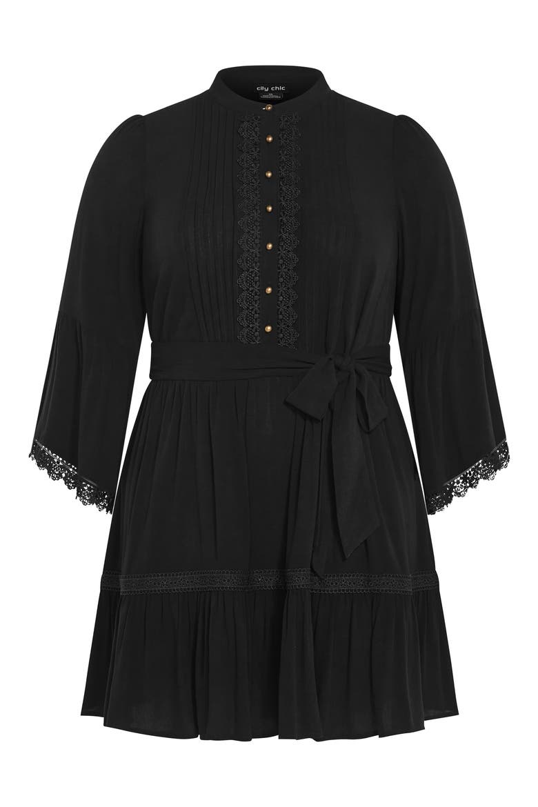 Camille Long Sleeve Minidress, Alternate, color, BLACK