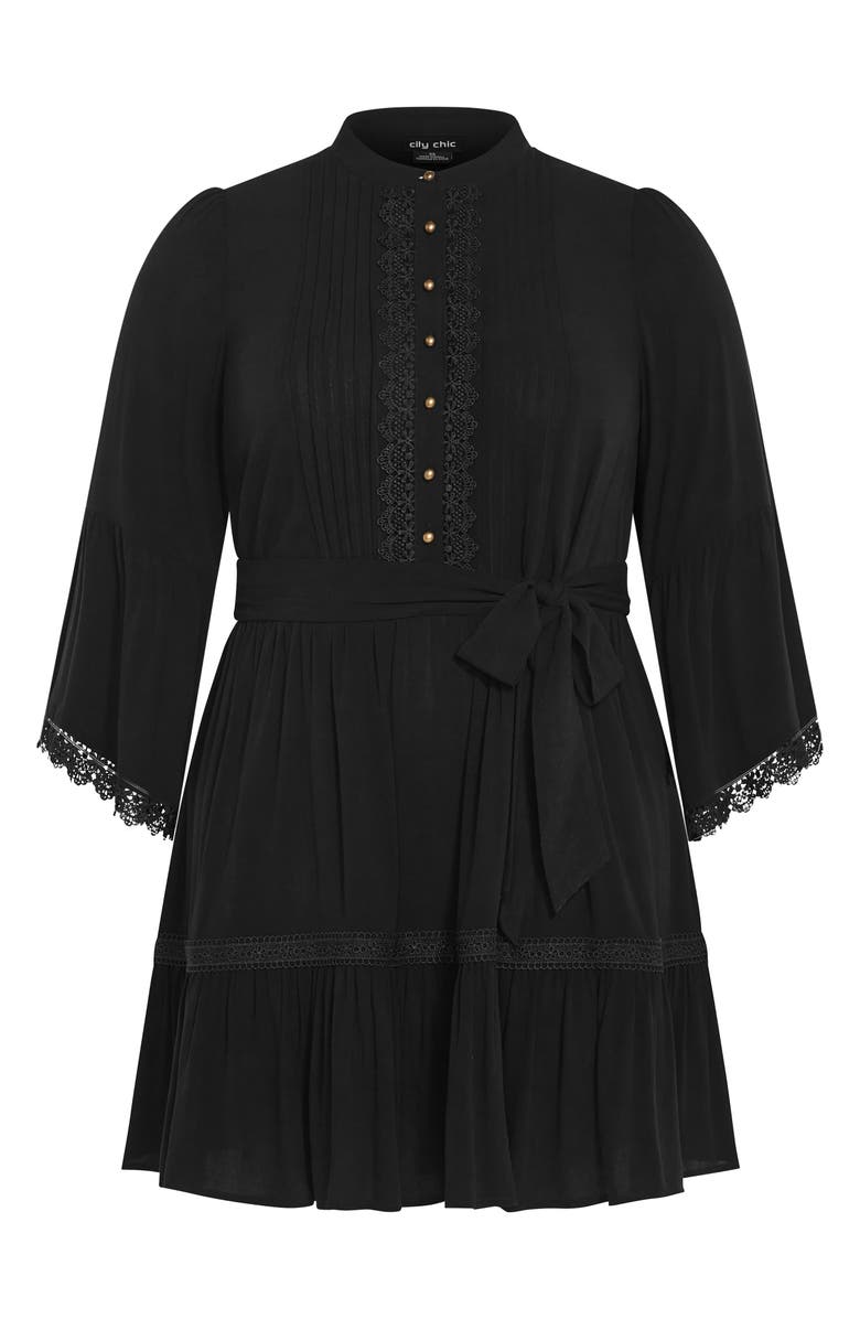 City Chic Camille Long Sleeve Minidress, Alternate, color, Black