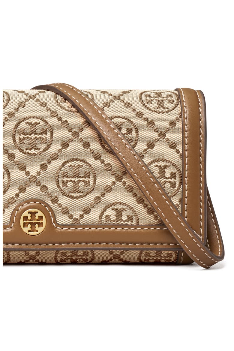 T Monogram Jacquard Wallet Crossbody, Alternate, color, HAZELNUT