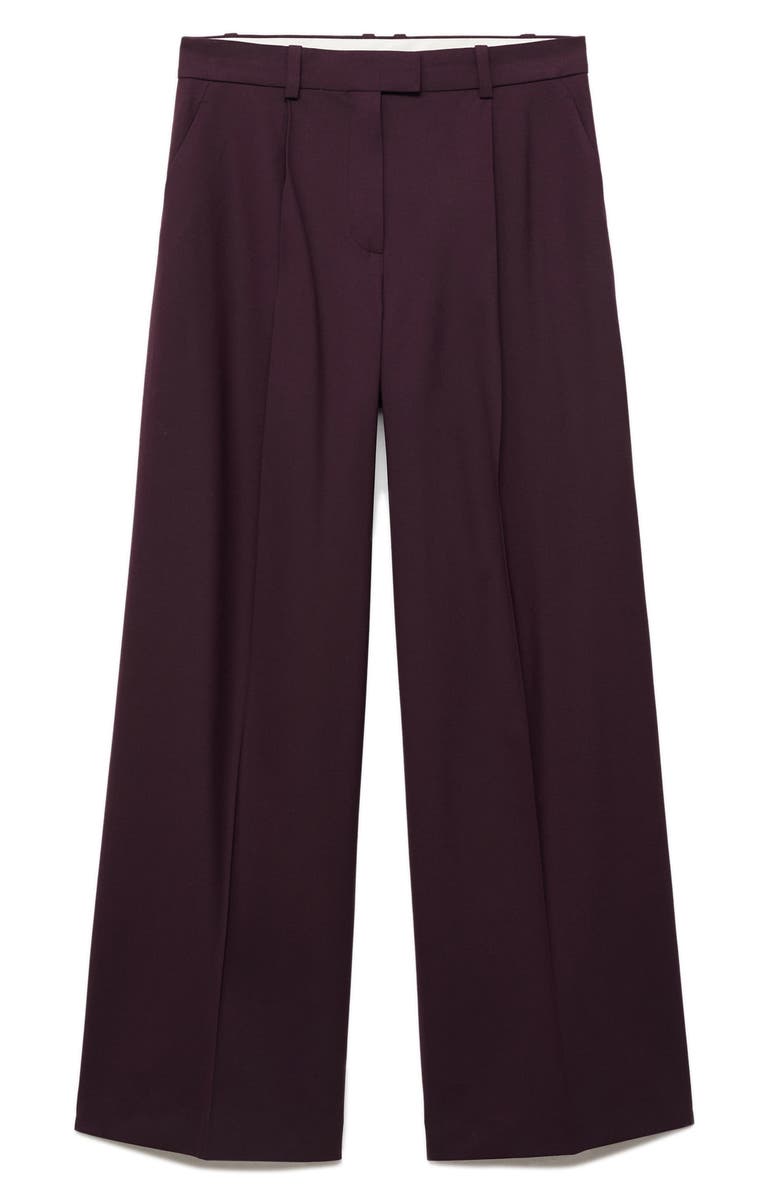 MANGO Selection Pleat Front Straight Leg Pants, Alternate, color, Maroon