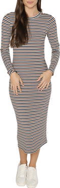 matty m. Wilson Stripe Long Sleeve Midi Dress