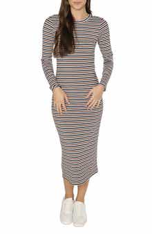 matty m. Wilson Stripe Long Sleeve Midi Dress