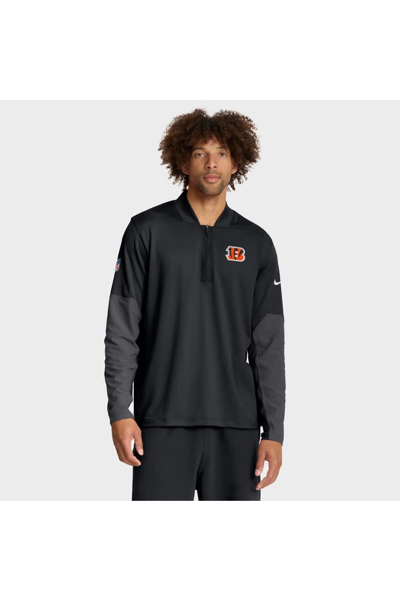 Men's Nike Black Cincinnati Bengals Sideline Dri-FIT Half-Zip Pullover, Main, color, Black