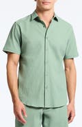 Robert Graham Thresher Classic Fit Solid Short Sleeve Cotton Seersucker Button-Up Shirt