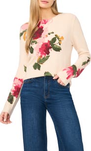 Halogen® Floral Crewneck Sweater