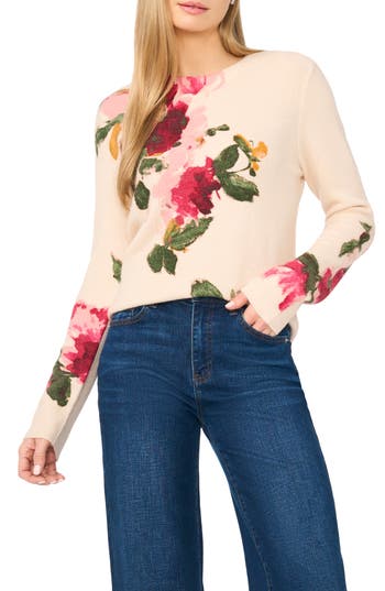 Halogen ® Floral Crewneck Sweater In Pink