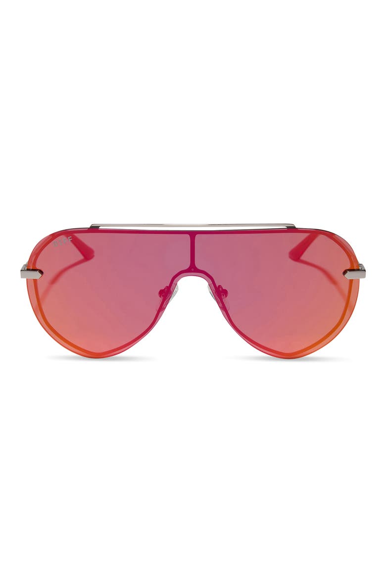 Imani 139mm Gradient Shield Sunglasses, Main, color, GUNMETAL / RED HOT MIRROR