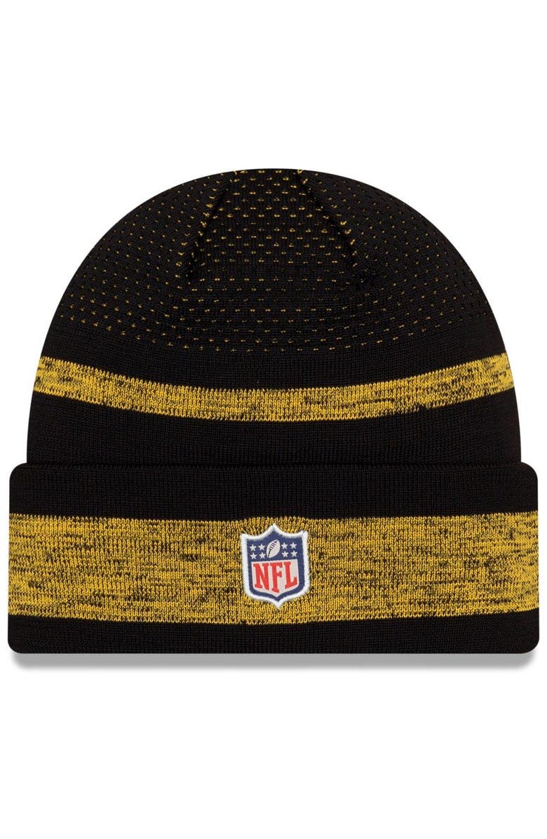 New Era Men's New Era Black Pittsburgh Steelers 2021 NFL Sideline Tech Cuffed Knit Hat, Alternate, color, 