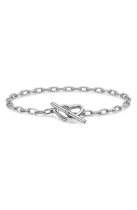 DY Madison Sterling Silver Heart Toggle Chain Bracelet, 3mm