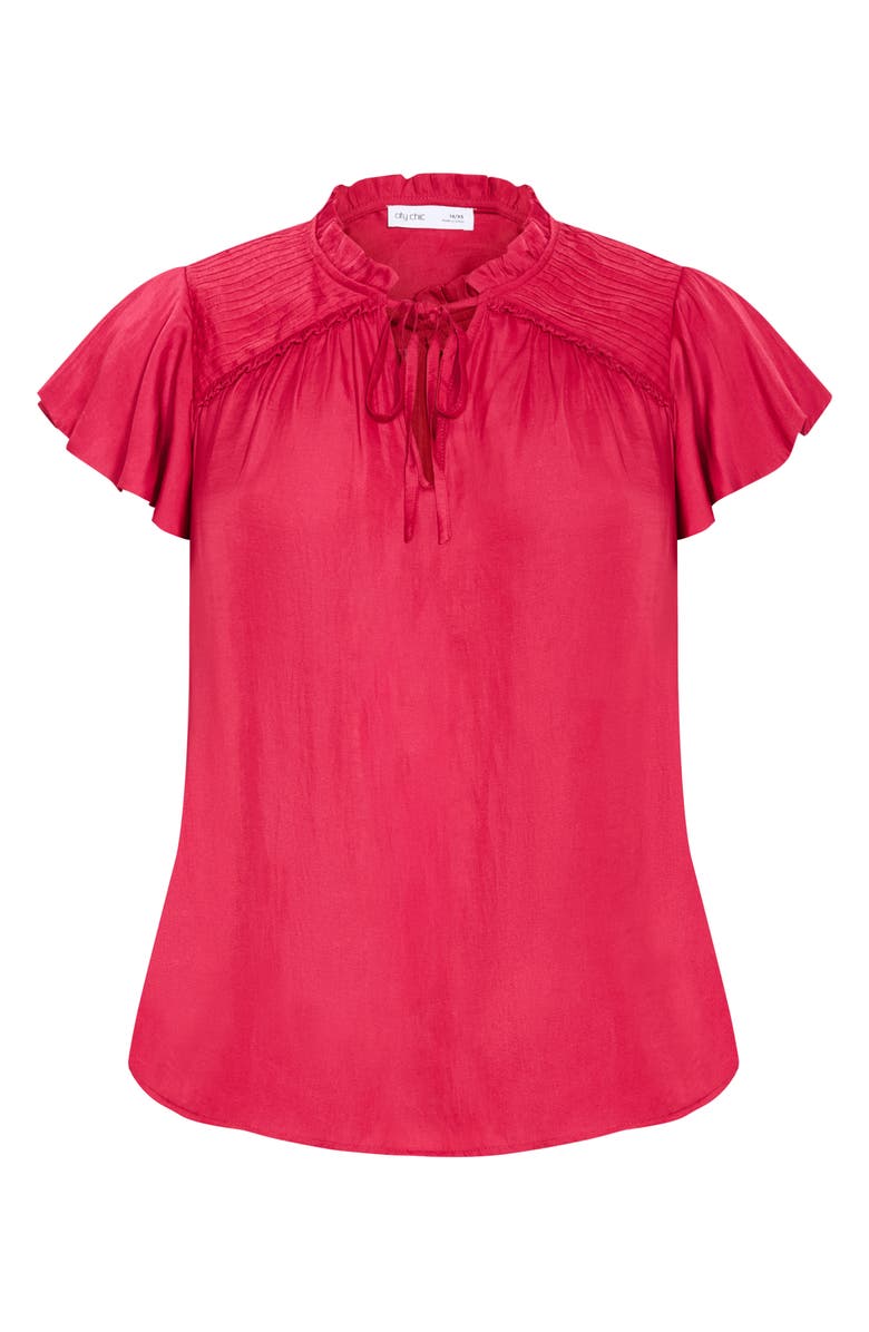 City Chic Drama Queen Woven Shirt, Alternate, color, Raspberry