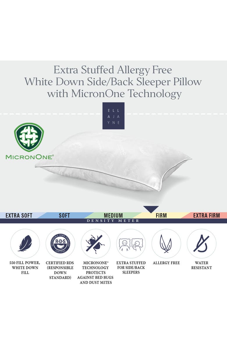 ELLA JAYNE HOME White Down Pillow, with MicronOne Dust Mite, Bedbug, and Allergen-Free Shell, Medium, for All Sleep Positions, Alternate, color, White
