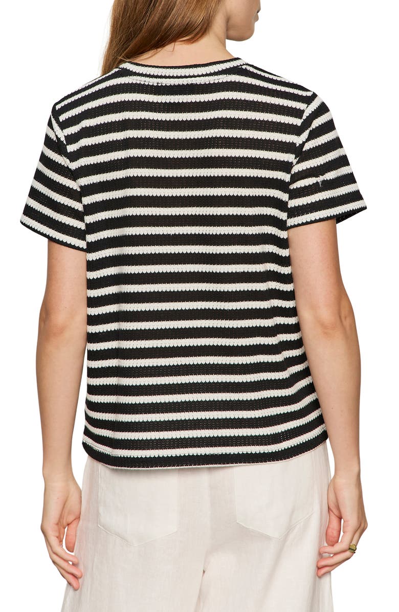 Sanctuary Perfect Texture Stripe Tee, Alternate, color, Black/ Chalk Stripe