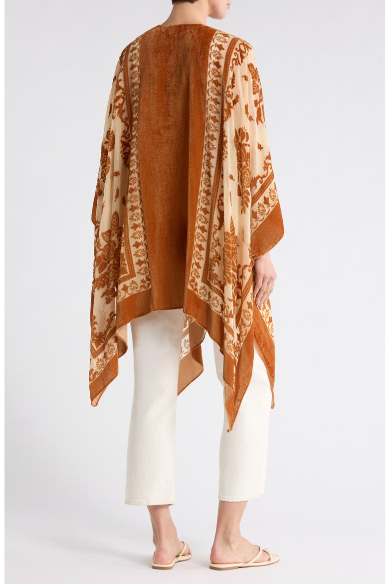 Floral Burnout Ruana, Alternate, color, RUST