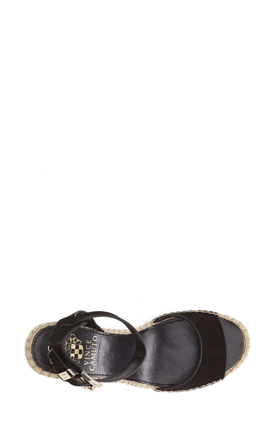 'Tagger' Espadrille Wedge Sandal, Alternate, color, BLACK