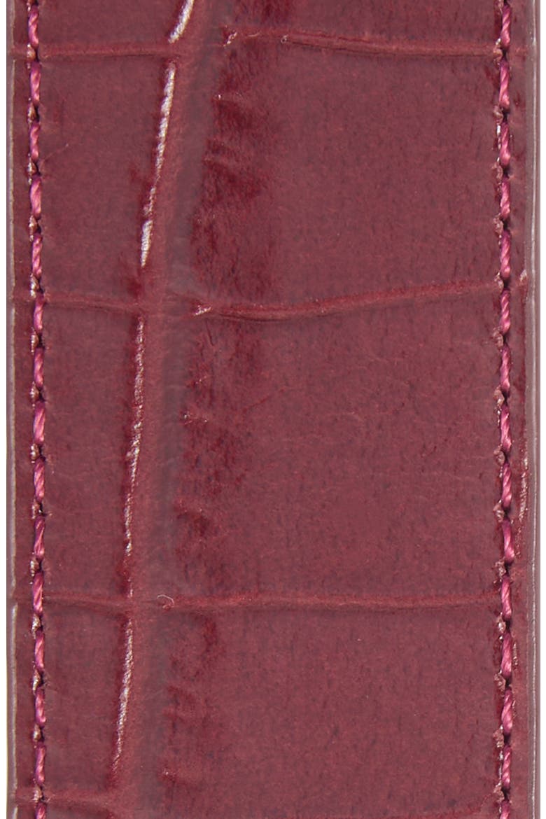 Croc Embossed Leather Belt, Alternate, color, BURGUNDY