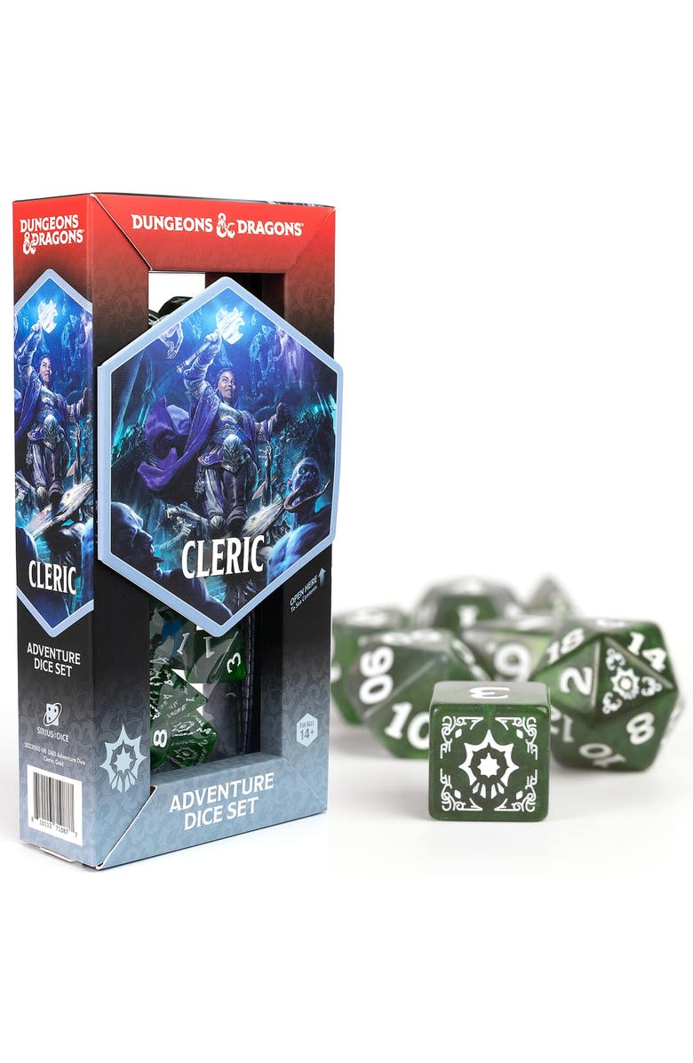 Dungeons & Dragons D&D Adventure Dice Cleric Green, 15Pc Rpg Die Set, Main, color, Green