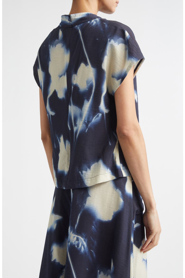 Abstract Floral Drape Crepe Top, Alternate, color, NAVY