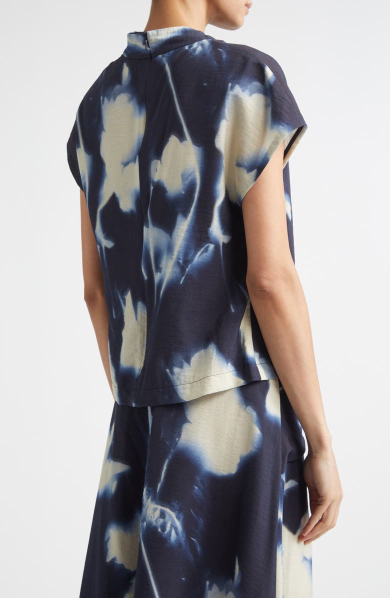 Lela Rose Abstract Floral Drape Crepe Top, Alternate, color, Navy