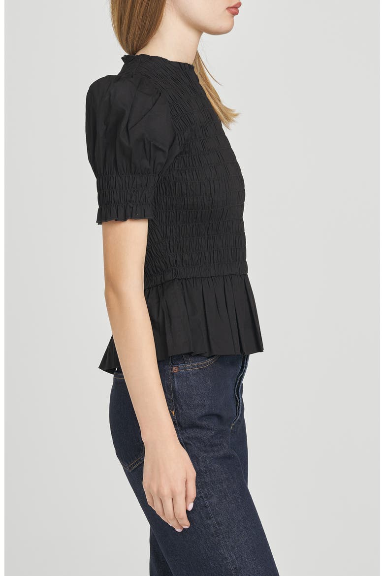 Matilda Smocked Peplum Top, Alternate, color, BLACK