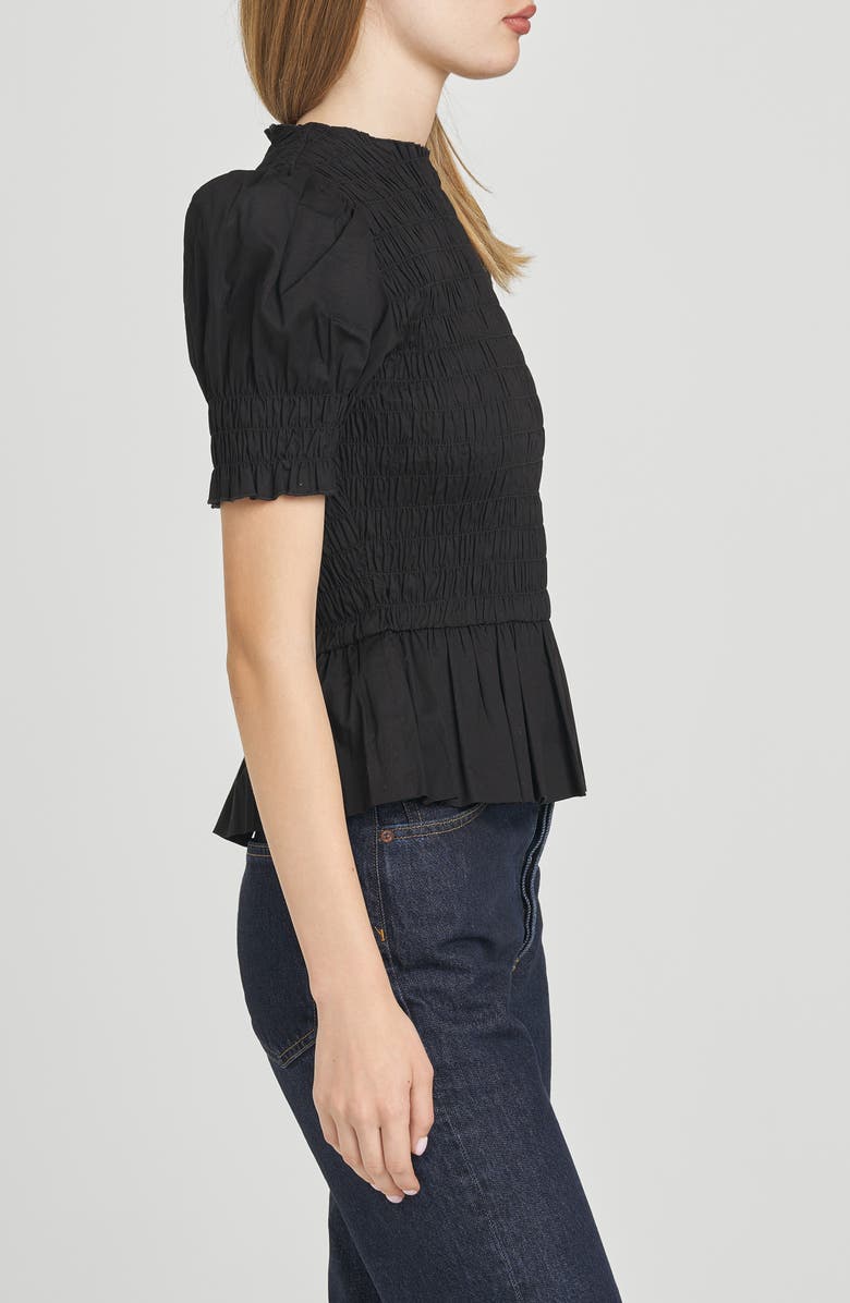 WAYF Matilda Smocked Peplum Top, Alternate, color, Black