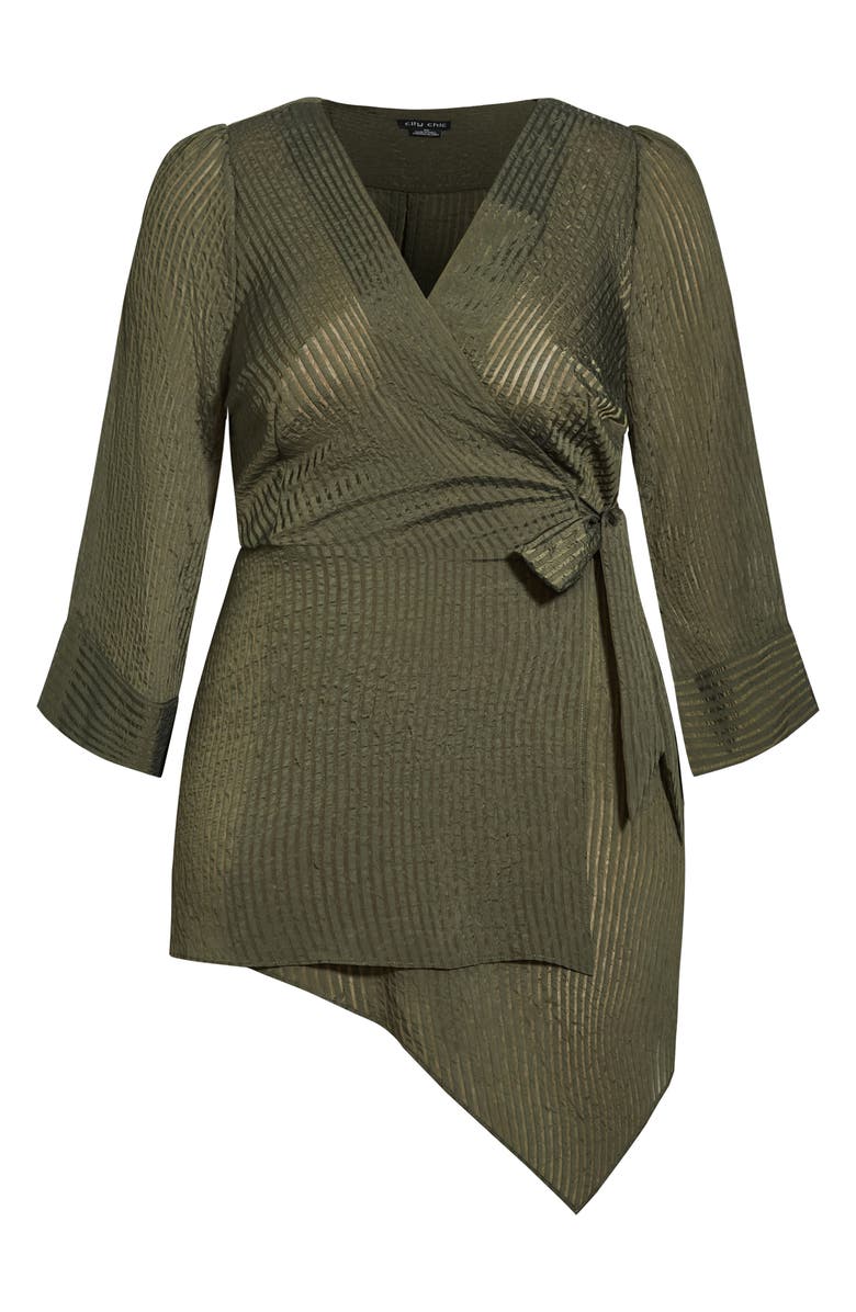 City Chic Whitney Stripe Asymmetric Wrap Tunic, Alternate, color, 