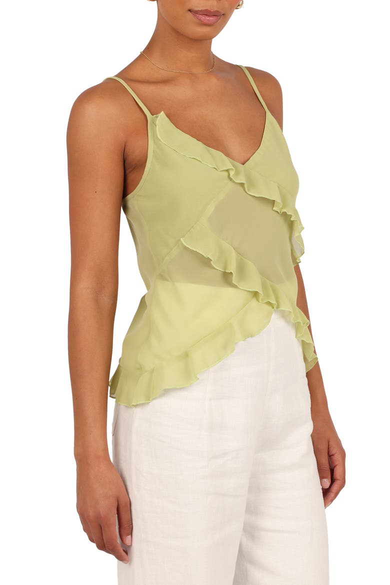Gabrielle Ruffle Semisheer Camisole, Main, color, MEADOW GREEN