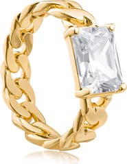 CZ by Kenneth Jay Lane Fixed Chain Band Baguette Stone Ring