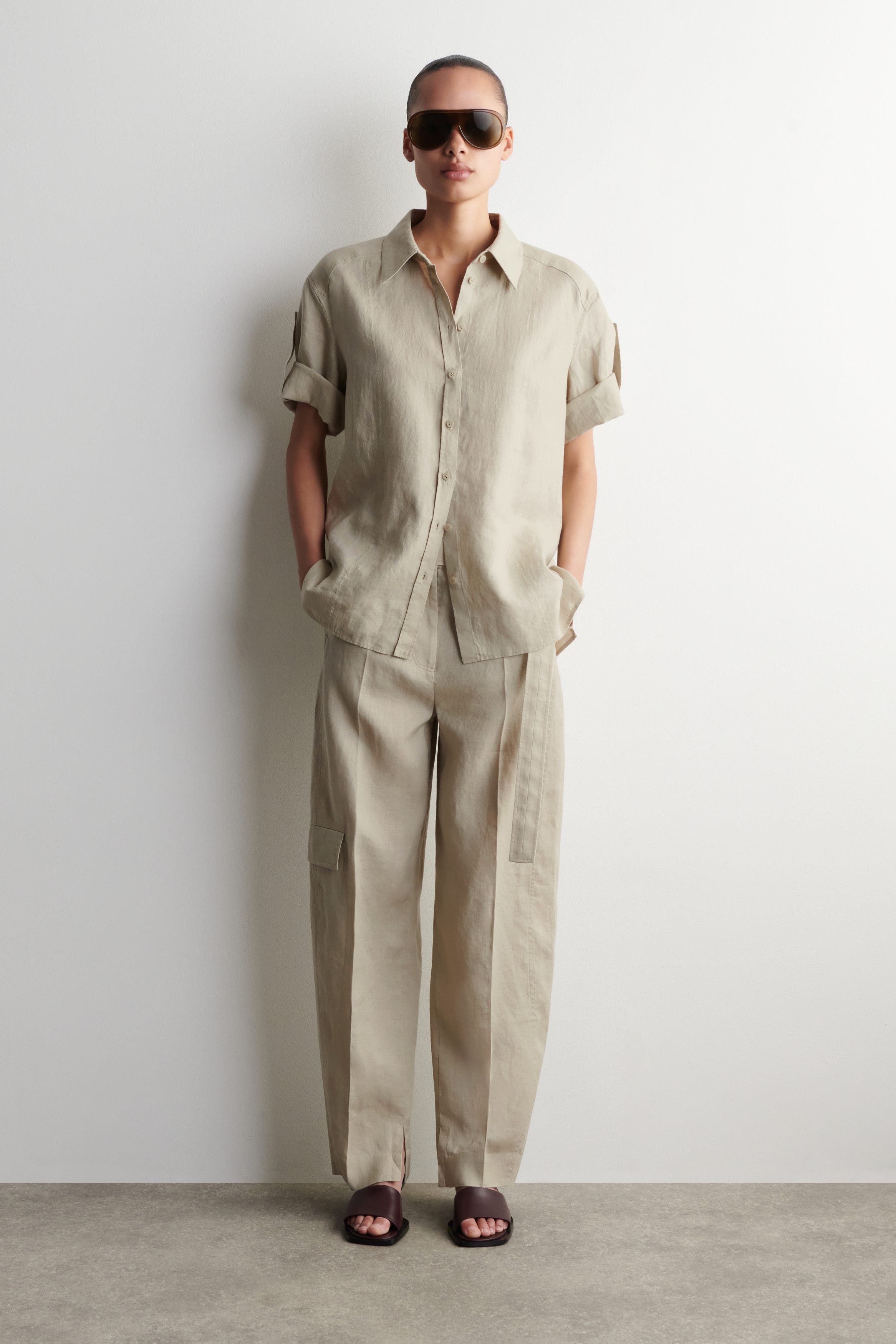 Folded-Sleeve Linen Shirt - image 2