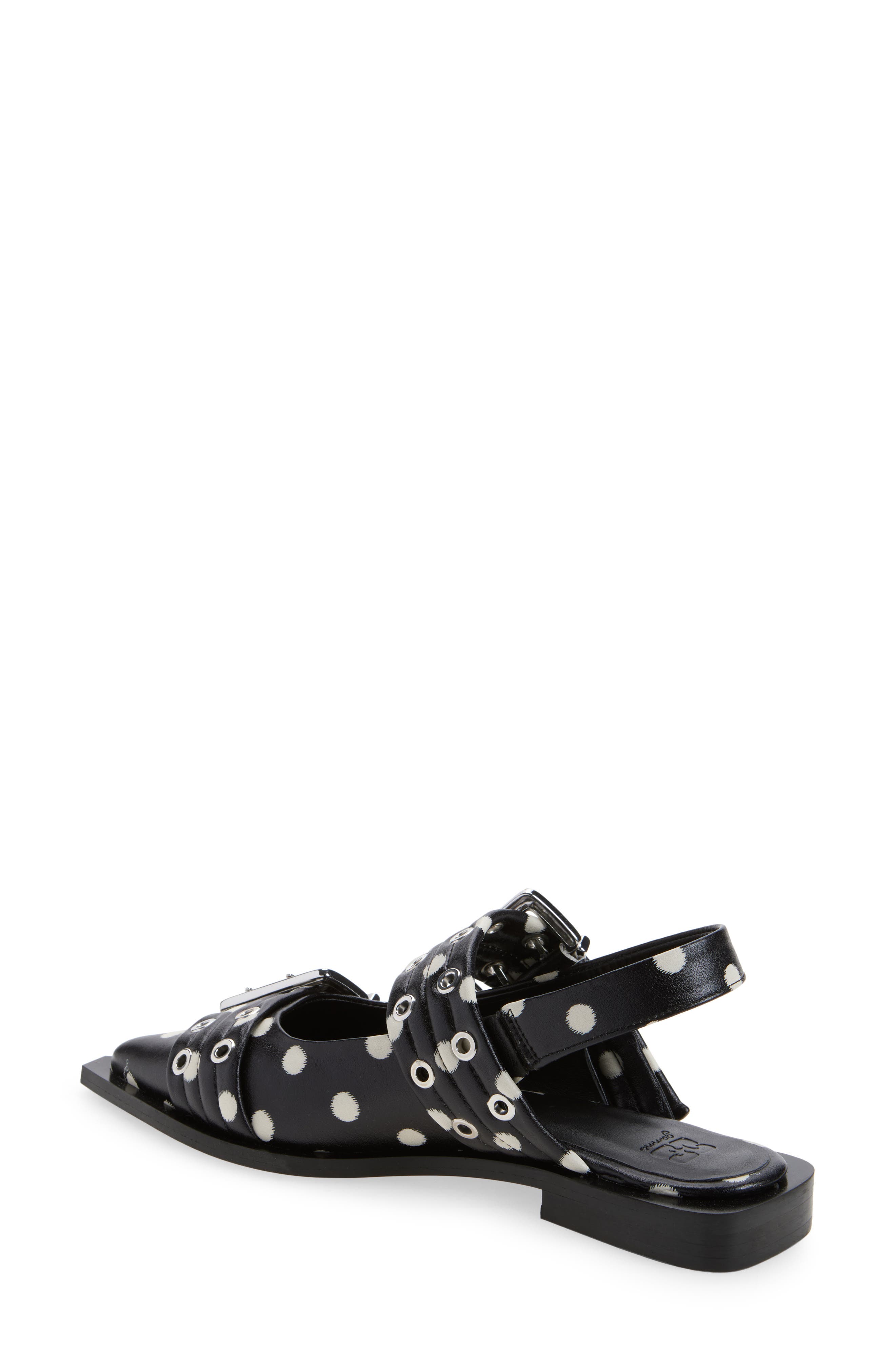 Ganni Pointed Toe Mary Jane Slingback Flat, Alternate, color, Black