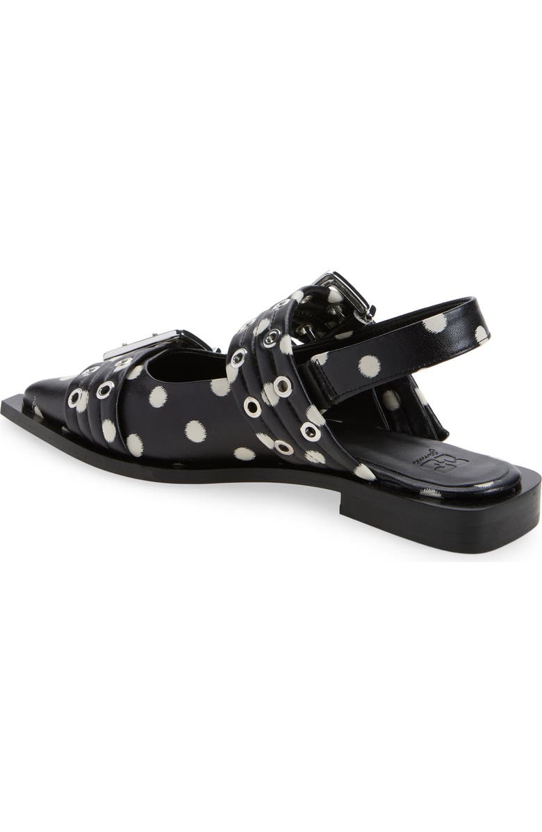 Ganni Pointed Toe Mary Jane Slingback Flat, Alternate, color, Black