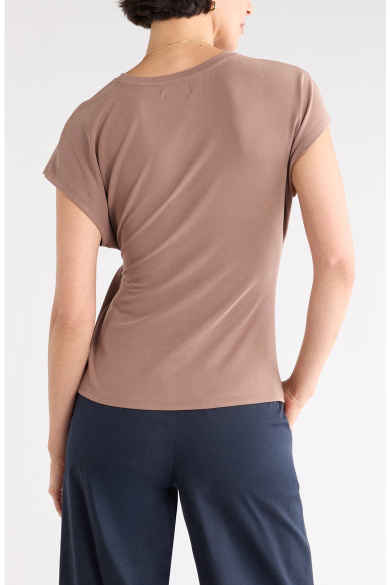 Short Sleeve Tie Detail Top, Alternate, color, BROWN LENTIL