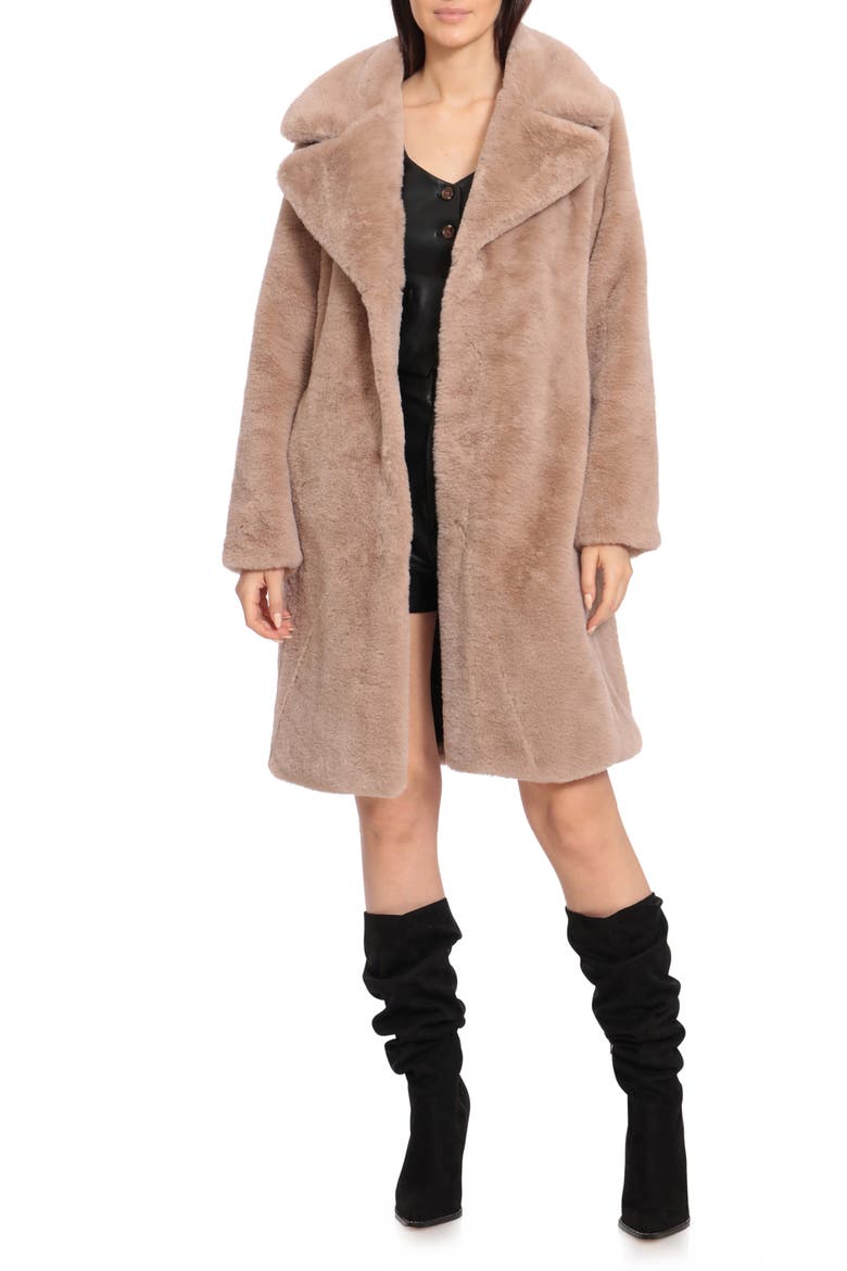 Faux Fur Coat, Alternate, color, TAUPE