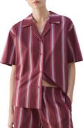 MANGO Stripe Short Sleeve Cotton Pajama Top