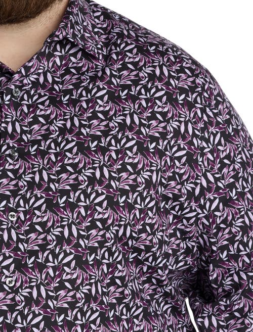 Synrgy By Dxl Big & Tall Floral Print Sport Shirt In Purple
