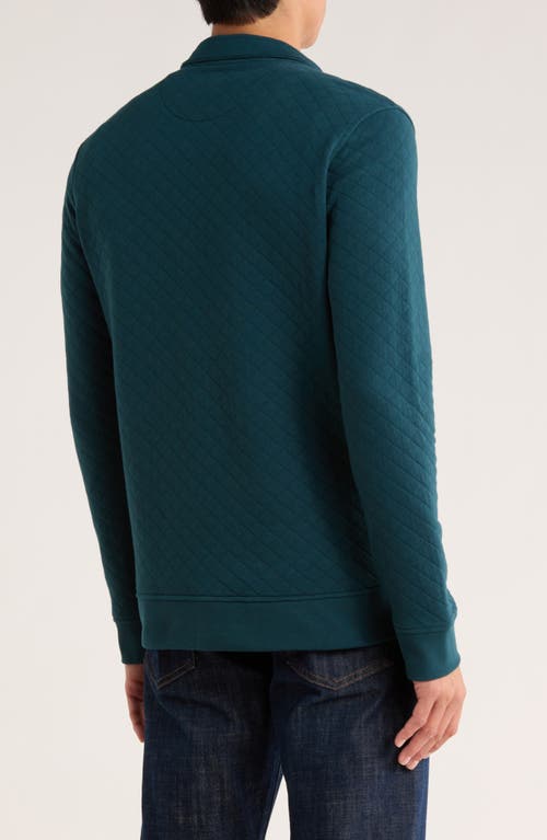 Original Penguin Quilt Stitch Button Half Jacket In Green
