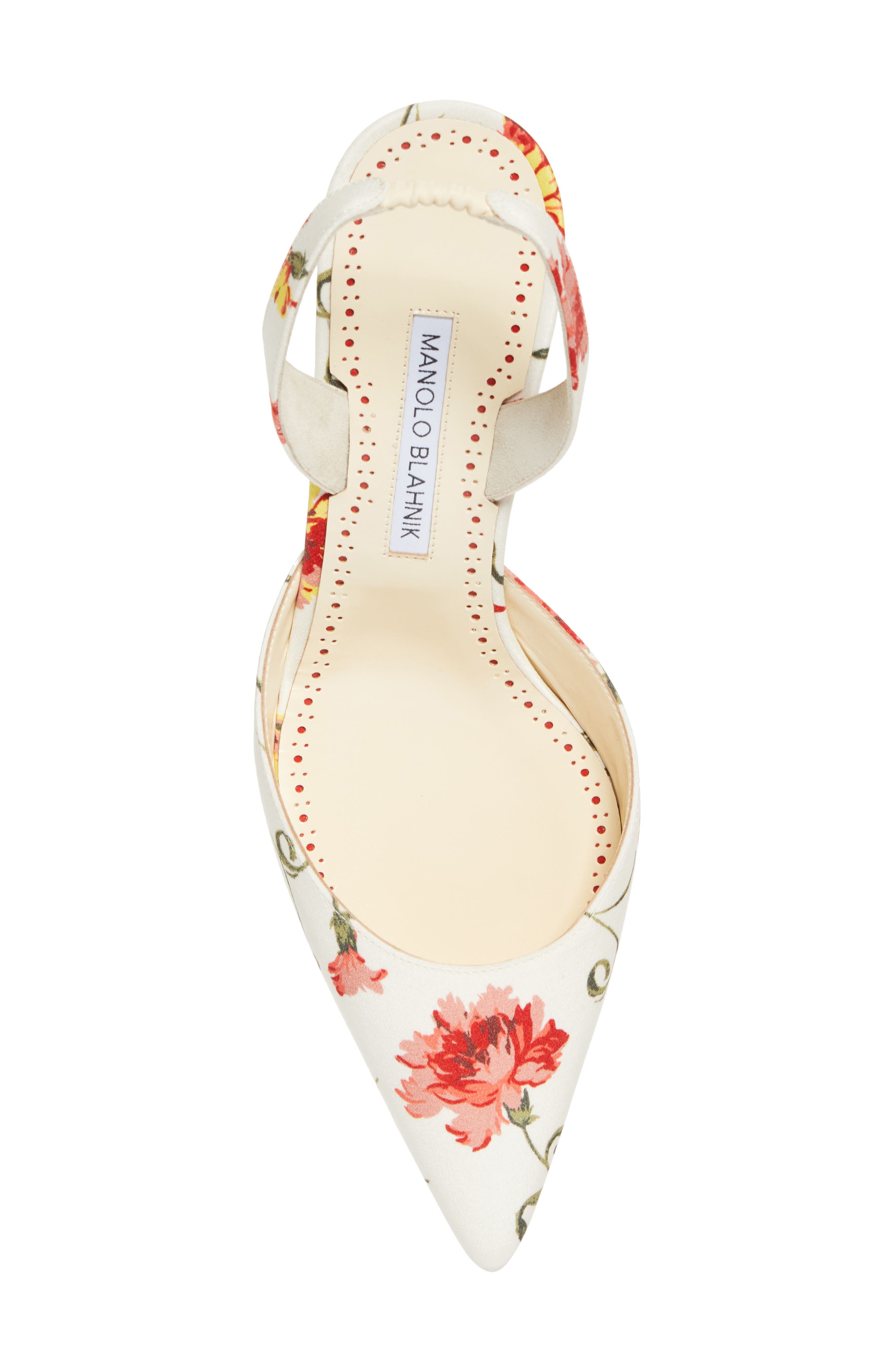 Manolo Blahnik Carolyne Floral Pointed Toe Slingback Pump, Alternate, color, 