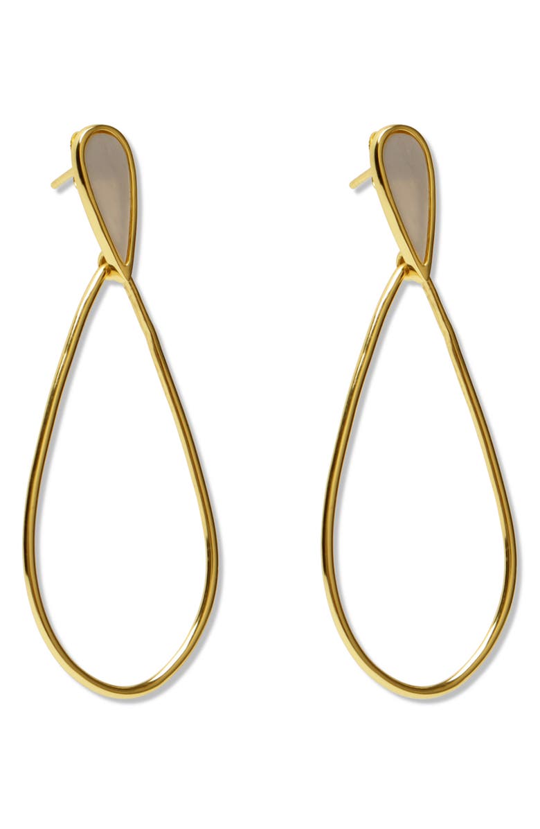 Argento Vivo Sterling Silver Mother-of-Pearl Teardrop Hoop Earrings, Main, color, 