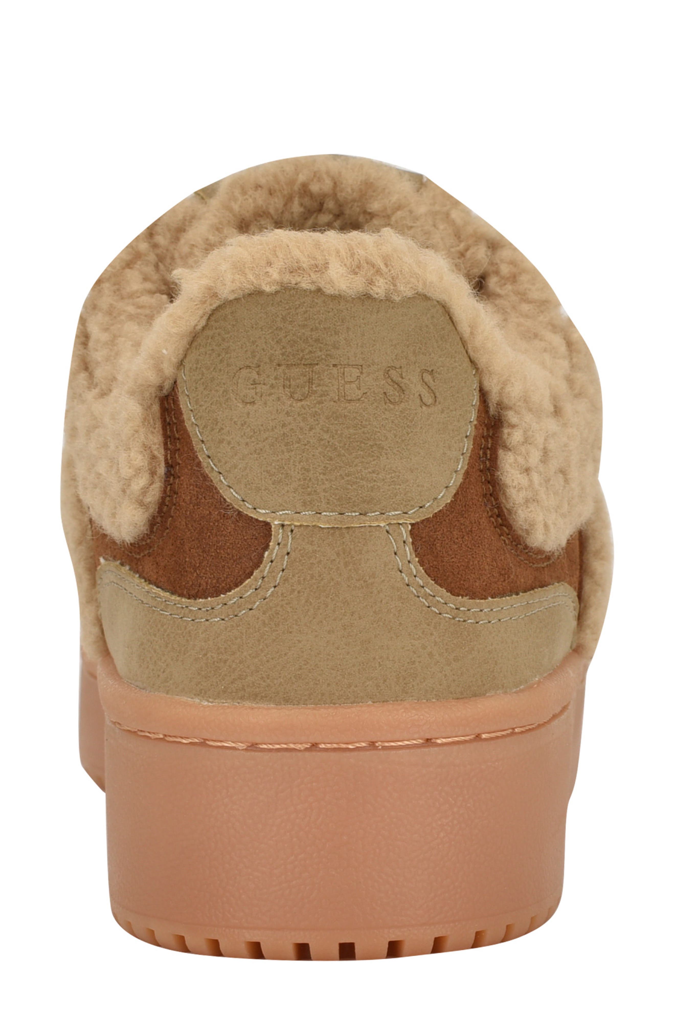 GUESS Miram Faux Shearling Low Top Sneaker, Alternate, color, Medium Natural