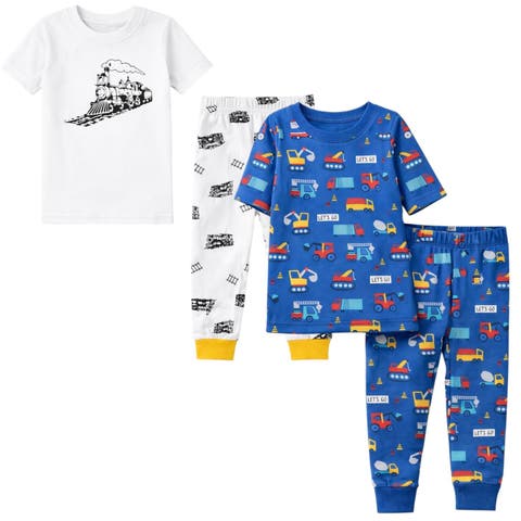 Kids and Toddlers Boys 2 Pack Short Sleeve Pajama Sets Snug Fitted Ultra Soft