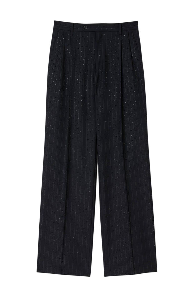 SANDRO Rhinestone striped trousers, Alternate, color, Navy Blue