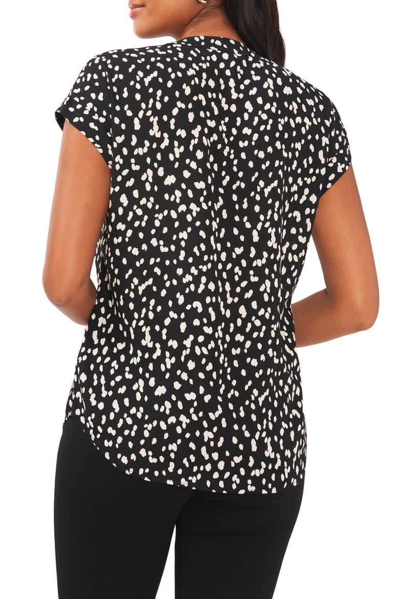 Split Neck Georgette Blouse, Alternate, color, BLACK/WHITE