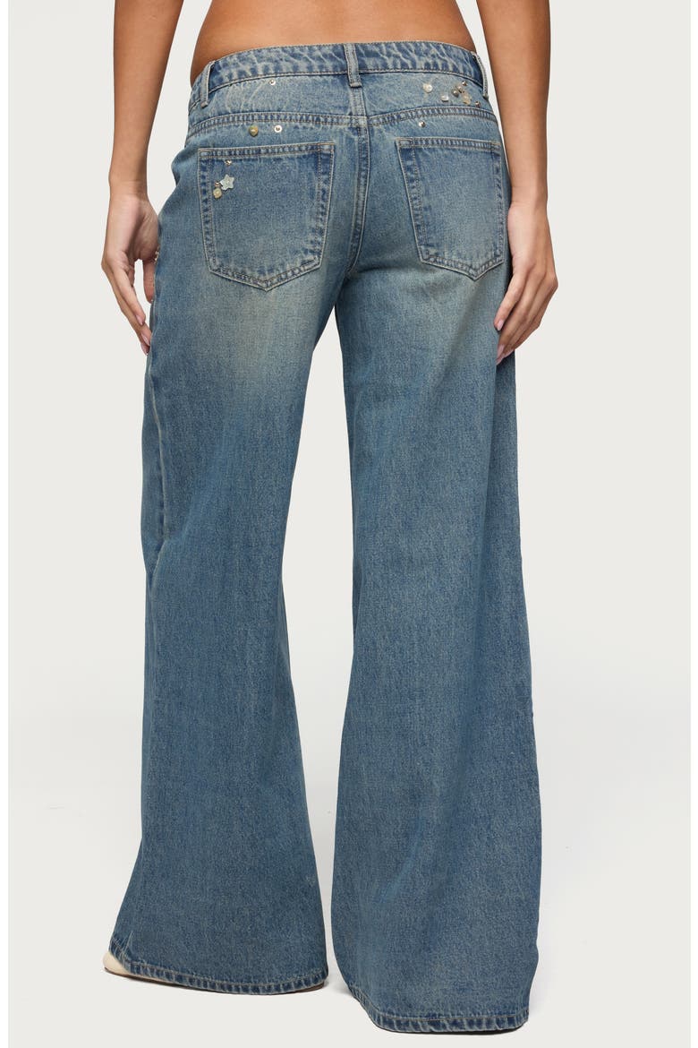 Mahalia Embellished Low Rise Baggy Jeans, Alternate, color, BLUE-VINTAGE-WASHED