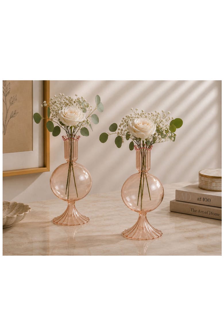 Treviso Bulb Set of 2 Vases, Alternate, color, PEACH/ PURPLE