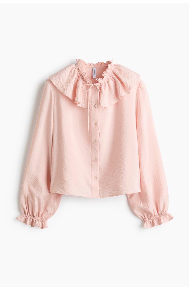H&M Frill-trimmed Blouse, Main, color, Powder Pink