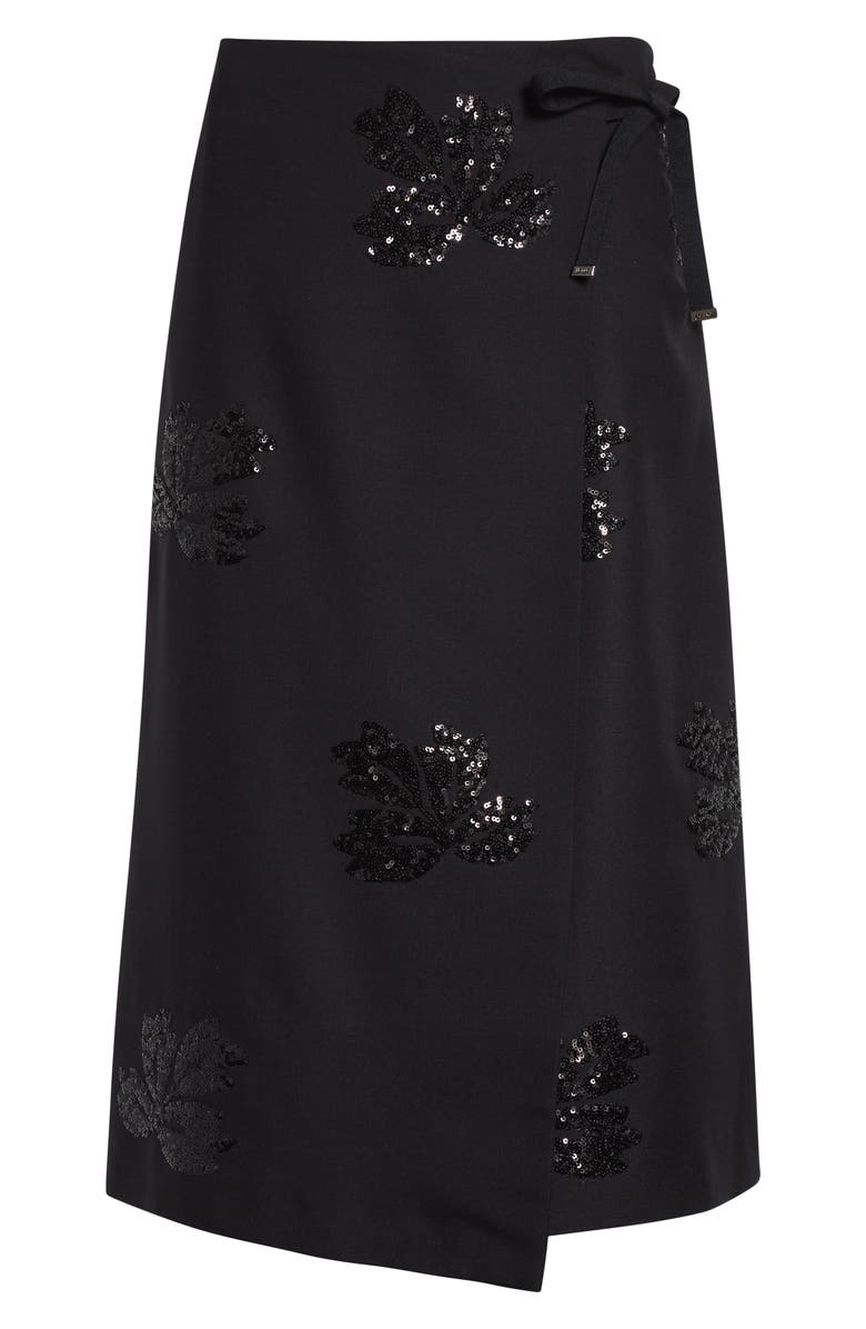 Herno Sequin Embroidered Flannel Wrap Skirt, Alternate, color, Nero